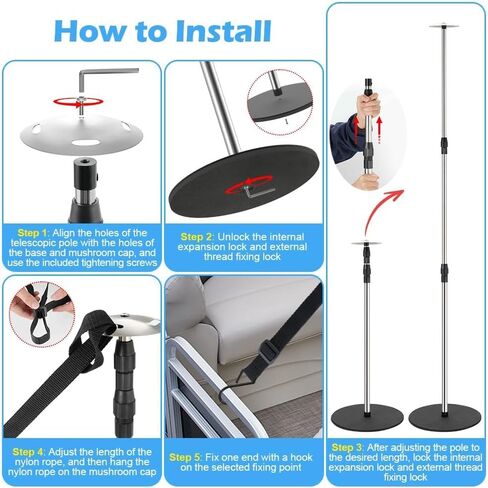 Boat Cover Support Poles, 2 Pack Adjustable Stainless Steel Pontoon Boat Cover Support System, Telescoping Tarp Accessories with 8 Straps and Metal Base for V Hull, Jon, Pontoon Boat in Kuwait