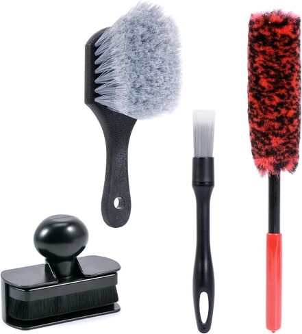 Unimeix Tyre Shine Applicator Brush Kit كبير فرشاة إطارات نباتية كبيرة مع موقف تخزين للسيارات إطارات شمع البولندية والتنظيف الداخلي للسيارة in Kuwait