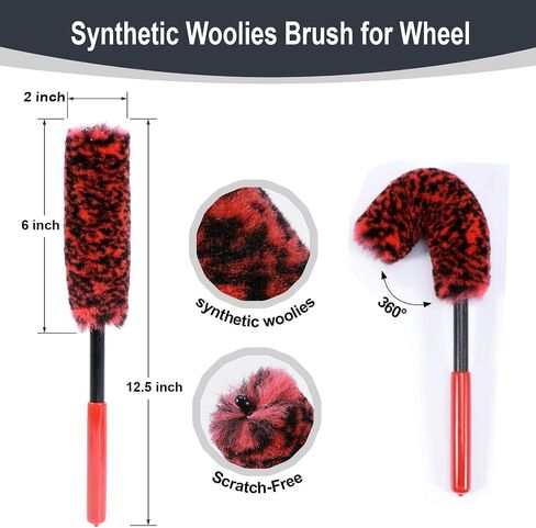Unimeix Tyre Shine Applicator Brush Kit كبير فرشاة إطارات نباتية كبيرة مع موقف تخزين للسيارات إطارات شمع البولندية والتنظيف الداخلي للسيارة in Kuwait