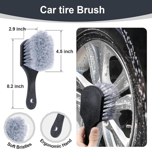 Unimeix Tyre Shine Applicator Brush Kit كبير فرشاة إطارات نباتية كبيرة مع موقف تخزين للسيارات إطارات شمع البولندية والتنظيف الداخلي للسيارة in Kuwait