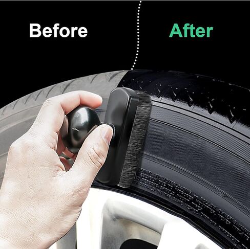 Unimeix Tyre Shine Applicator Brush Kit كبير فرشاة إطارات نباتية كبيرة مع موقف تخزين للسيارات إطارات شمع البولندية والتنظيف الداخلي للسيارة in Kuwait