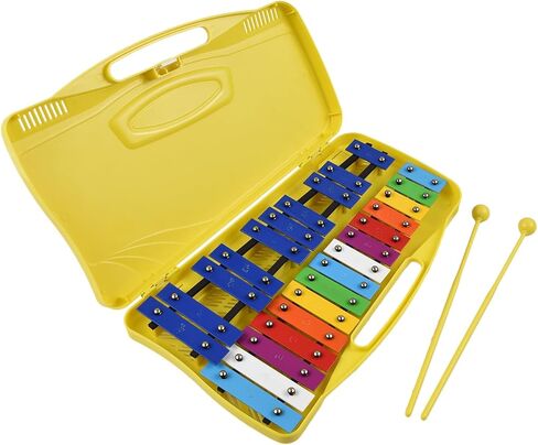 Btuty 25 Notes Glockenspiel Xylophone Colorful Metal Keys Percussion Rhythm Musical Instrument with 2 Mallets Handheld Case Gift for Beginners in Kuwait