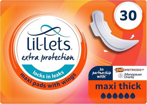 Lil-Lets Extra Protection Ultra Pads X 30 (3 Pack), with Wings, for Extremely Heavy Flow Periods and Perimenopause in Kuwait