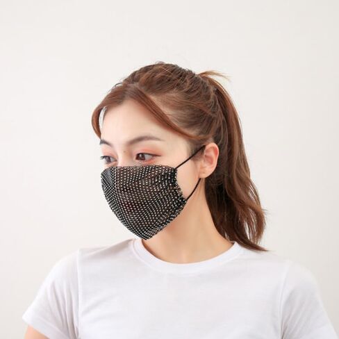 Gatuida Novelty Fishnet Rhinestone Mask Women Mask Modeling Mask Face Rhinestones Jewelry Face Mask Chain Mouth in Saudi Arabia