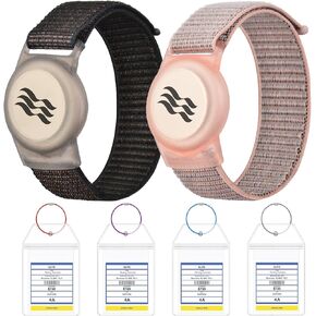 2-Pack-Princess Cruise Medallion Holder-4-Pack Waterproof Clear Luggage Tag-Zip Seal Etag Pouch Zip Seal Etag Bag with 4 Colors Steel Loops for Princess Cruise Medallion,(Black+Grey) in Kuwait