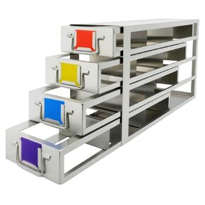 Stainless Steels 12-Well (3x4) Freezer Rack, Dimensions about 16.54*5.51*9.45 in, Side Access Drawer for Cryogenic Box Storage and Organization, Storage Boxes Sold Seperately, 1 Piece/Case in Saudi Arabia
