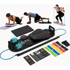 7-in-1 Pilates Reformer Board, Portable Pilates Board Foldable Pilates Reformer Equipment with Timer for Home Workouts with Resistance Bands Core Glider Push-Up Handles Balance Trainer Pilates Machine in Saudi Arabia