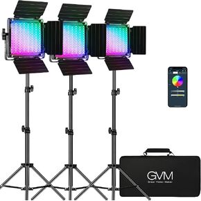 GVM RGB Video Lighting, Bi-Color Led Video Light Kit with APP Control, 2 Packs 850D Photography Lighting Kit CRI 97+ for Web Conference, YouTube, Gaming, Zoom, Aluminum Alloy Shell in Kuwait