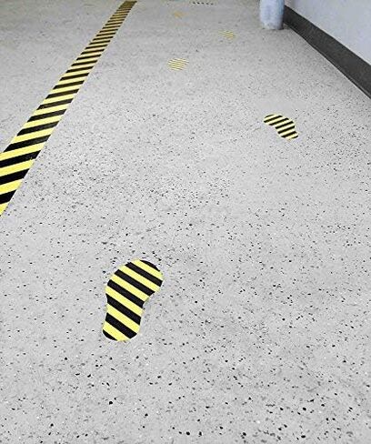 5S Location Marking Footprint- 10x3.5" Durable Footprint Shaped Floor Marker by Graphical Warehouse- Vibrant Colors, Rounded Corners (Pack of 10, 5 Pairs) (Yellow) in Kuwait