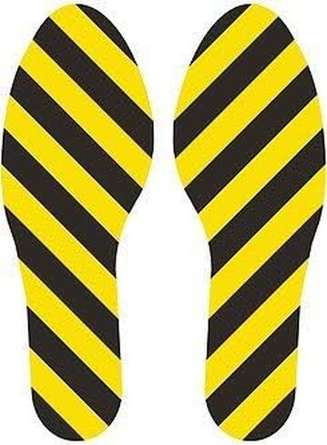 5S Location Marking Footprint- 10x3.5" Durable Footprint Shaped Floor Marker by Graphical Warehouse- Vibrant Colors, Rounded Corners (Pack of 10, 5 Pairs) (Yellow) in Kuwait