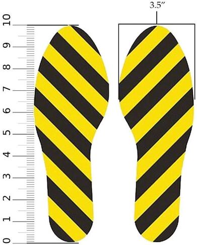 5S Location Marking Footprint- 10x3.5" Durable Footprint Shaped Floor Marker by Graphical Warehouse- Vibrant Colors, Rounded Corners (Pack of 10, 5 Pairs) (Yellow) in Kuwait