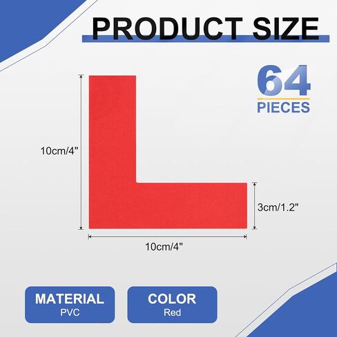 Patikil 5S موقع علامات الزاوية ، 64 PCS 4 × 4 × 1.2 بوصة PVC L-chapplick وضع علامة في مكان العمل في مكان العمل لعلامات طاولة مكتب مستودع المكتب ، أعلى ، أصفر ، in Kuwait