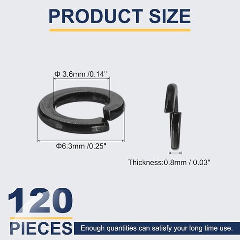 MECCANIXITY 10# Spring Lock Washer, 304 Stainless Steel Split Lock Washers for Screws Bolts Cars Construction Machinery Black Pack of 120 in Saudi Arabia