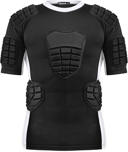 Zicac Padded Compression Shirt 8-Pads Football Rib Protectors Padded Shirt Chest Protective Gear Sports Rash Guards for Football Rugby Baseball in Kuwait