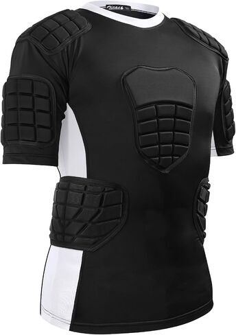 Zicac Padded Compression Shirt 8-Pads Football Rib Protectors Padded Shirt Chest Protective Gear Sports Rash Guards for Football Rugby Baseball in Kuwait