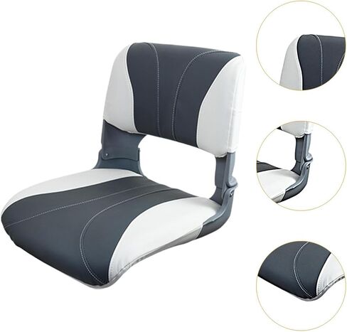 Folding Boat Seat Foldable Boat Chair Detachable Water Resistant Speedboat Canoe Seat Driving Chair for Kayak Rowboat Rafting, Gray White in Kuwait
