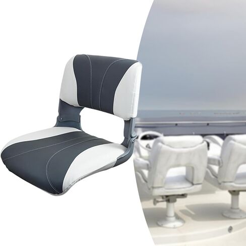 Folding Boat Seat Foldable Boat Chair Detachable Water Resistant Speedboat Canoe Seat Driving Chair for Kayak Rowboat Rafting, Gray White in Kuwait