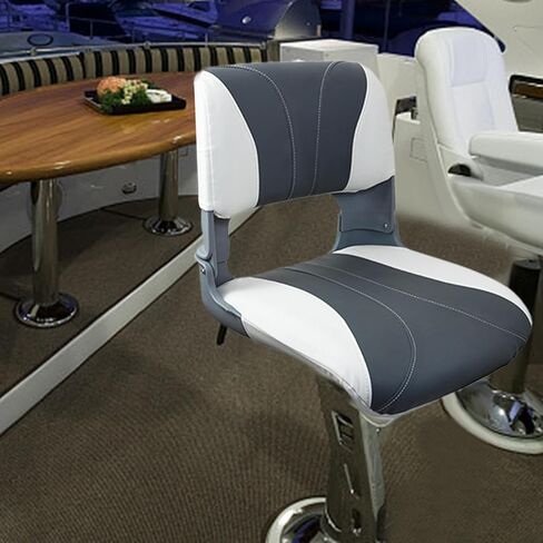 Folding Boat Seat Foldable Boat Chair Detachable Water Resistant Speedboat Canoe Seat Driving Chair for Kayak Rowboat Rafting, Gray White in Kuwait