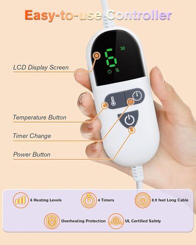 Heating Pad for Back Pain Relief & Period Cramps, LANVA Birthday Gifts for Women Men Mom Dad, Electric Heat Pad with 10 Heat & 3 Timer Settings, Machine Washable, ETL Certified, 12"x24", Gray in Saudi Arabia