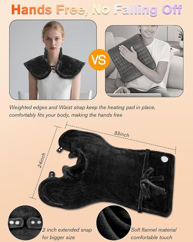 Heating Pad for Back Pain Relief & Period Cramps, LANVA Birthday Gifts for Women Men Mom Dad, Electric Heat Pad with 10 Heat & 3 Timer Settings, Machine Washable, ETL Certified, 12"x24", Gray in Saudi Arabia
