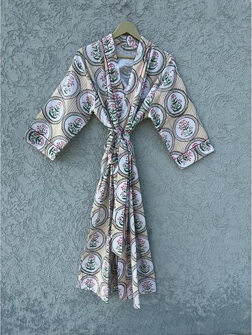 Hand block print Cotton Kimono bikini cover up,Indian Hand block print Cotton Bath Robe,Swim Wear,Nighrwere Dressing Gown in Kuwait