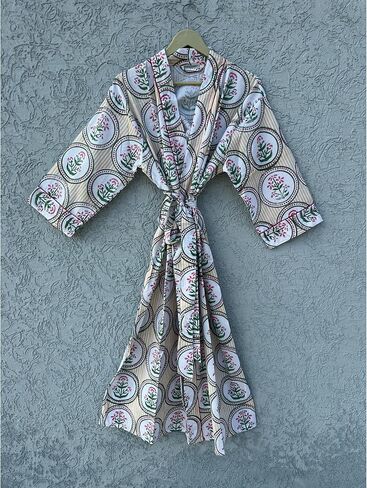 Hand block print Cotton Kimono bikini cover up,Indian Hand block print Cotton Bath Robe,Swim Wear,Nighrwere Dressing Gown in Kuwait