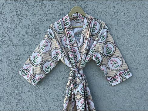 Hand block print Cotton Kimono bikini cover up,Indian Hand block print Cotton Bath Robe,Swim Wear,Nighrwere Dressing Gown in Kuwait