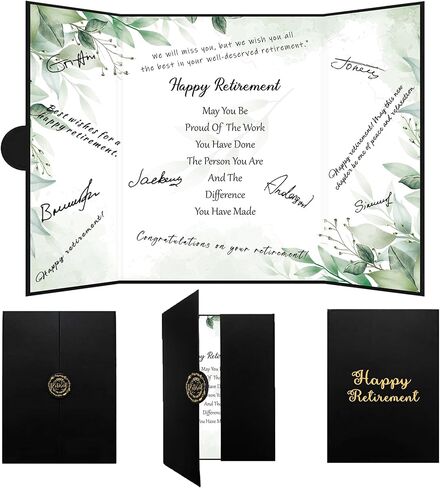 Holkcog Black Gold Retirement Party Decorations ، Gold Gold Giant Happy Retirement Fun Beach Beach تحت عنوان كتاب حفل التقاعد ، أفضل هدايا التقاعد للنساء ، لوحات توقيع التقاعد ... in Kuwait