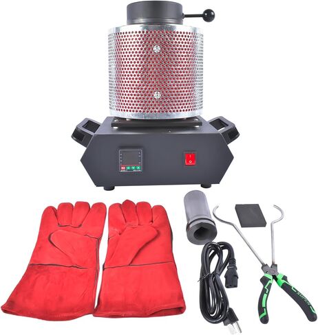 Getanye ترقية فرن ذوبان الذهب 3 كجم 1500W 1100 درجة مئوية/2012 درجة فهرنهايت ، فرن الصب المعدني عالي درجة الحرارة المدمجة مع بوتقة الجرافيت لصهر الخردة المعدنية النحاسية من الألمنيوم الصهر in Kuwait