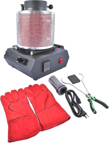 Getanye ترقية فرن ذوبان الذهب 3 كجم 1500W 1100 درجة مئوية/2012 درجة فهرنهايت ، فرن الصب المعدني عالي درجة الحرارة المدمجة مع بوتقة الجرافيت لصهر الخردة المعدنية النحاسية من الألمنيوم الصهر in Kuwait