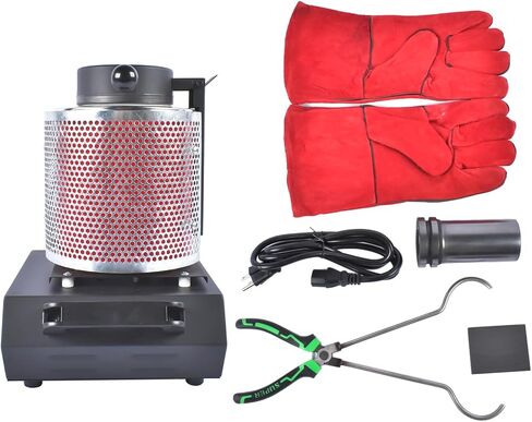 Getanye ترقية فرن ذوبان الذهب 3 كجم 1500W 1100 درجة مئوية/2012 درجة فهرنهايت ، فرن الصب المعدني عالي درجة الحرارة المدمجة مع بوتقة الجرافيت لصهر الخردة المعدنية النحاسية من الألمنيوم الصهر in Kuwait