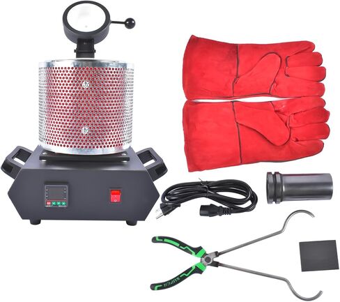 Getanye ترقية فرن ذوبان الذهب 3 كجم 1500W 1100 درجة مئوية/2012 درجة فهرنهايت ، فرن الصب المعدني عالي درجة الحرارة المدمجة مع بوتقة الجرافيت لصهر الخردة المعدنية النحاسية من الألمنيوم الصهر in Kuwait