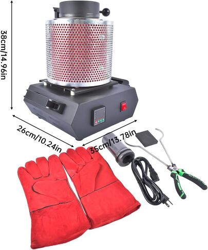 Getanye ترقية فرن ذوبان الذهب 3 كجم 1500W 1100 درجة مئوية/2012 درجة فهرنهايت ، فرن الصب المعدني عالي درجة الحرارة المدمجة مع بوتقة الجرافيت لصهر الخردة المعدنية النحاسية من الألمنيوم الصهر in Kuwait