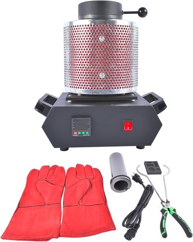 Getanye ترقية فرن ذوبان الذهب 3 كجم 1500W 1100 درجة مئوية/2012 درجة فهرنهايت ، فرن الصب المعدني عالي درجة الحرارة المدمجة مع بوتقة الجرافيت لصهر الخردة المعدنية النحاسية من الألمنيوم الصهر in Saudi Arabia