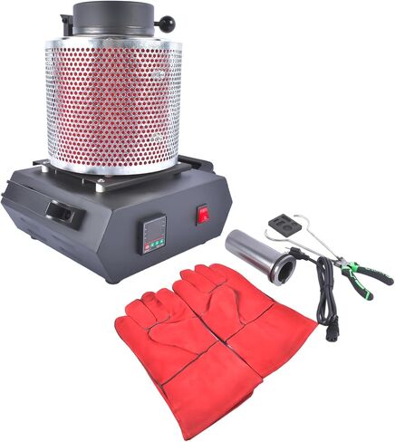 Getanye ترقية فرن ذوبان الذهب 3 كجم 1500W 1100 درجة مئوية/2012 درجة فهرنهايت ، فرن الصب المعدني عالي درجة الحرارة المدمجة مع بوتقة الجرافيت لصهر الخردة المعدنية النحاسية من الألمنيوم الصهر in Saudi Arabia