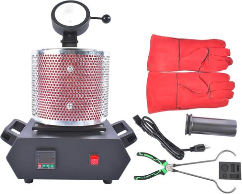 Getanye ترقية فرن ذوبان الذهب 3 كجم 1500W 1100 درجة مئوية/2012 درجة فهرنهايت ، فرن الصب المعدني عالي درجة الحرارة المدمجة مع بوتقة الجرافيت لصهر الخردة المعدنية النحاسية من الألمنيوم الصهر in Saudi Arabia