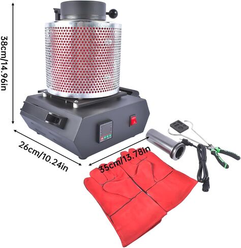 Getanye ترقية فرن ذوبان الذهب 3 كجم 1500W 1100 درجة مئوية/2012 درجة فهرنهايت ، فرن الصب المعدني عالي درجة الحرارة المدمجة مع بوتقة الجرافيت لصهر الخردة المعدنية النحاسية من الألمنيوم الصهر in Saudi Arabia