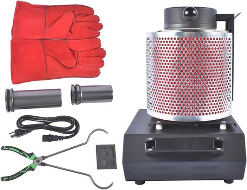 Getanye ترقية 1 كجم+2 كجم+3 كجم من ذوبان الذهب 1500W 1100 درجة مئوية/2012 ° F ، فرن الصب المعدني عالي درجة الحرارة المدمجة مع بوتقة الجرافيت لصرخ الألومنيوم الذهبي المعدني المعادن 110 فولت in Saudi Arabia