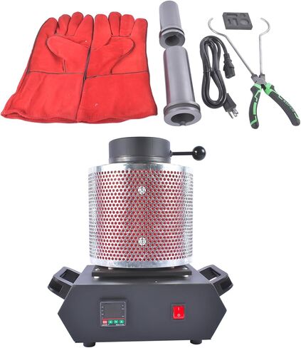 Getanye ترقية 1 كجم+2 كجم+3 كجم من ذوبان الذهب 1500W 1100 درجة مئوية/2012 ° F ، فرن الصب المعدني عالي درجة الحرارة المدمجة مع بوتقة الجرافيت لصرخ الألومنيوم الذهبي المعدني المعادن 110 فولت in Saudi Arabia