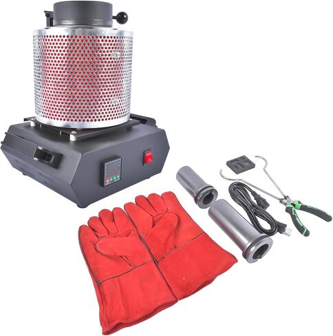 Getanye ترقية 1 كجم+2 كجم+3 كجم من ذوبان الذهب 1500W 1100 درجة مئوية/2012 ° F ، فرن الصب المعدني عالي درجة الحرارة المدمجة مع بوتقة الجرافيت لصرخ الألومنيوم الذهبي المعدني المعادن 110 فولت in Saudi Arabia