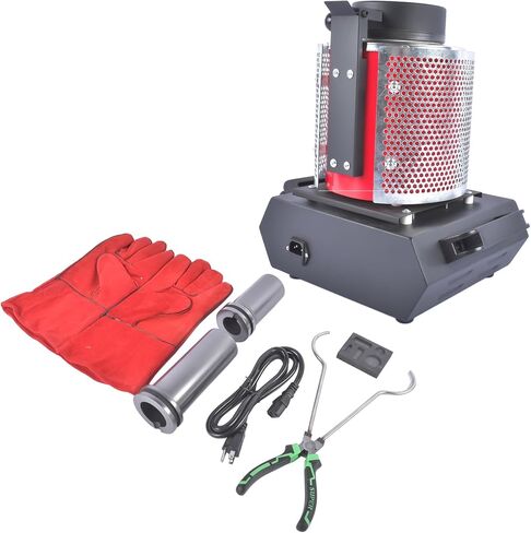 Getanye ترقية 1 كجم+2 كجم+3 كجم من ذوبان الذهب 1500W 1100 درجة مئوية/2012 ° F ، فرن الصب المعدني عالي درجة الحرارة المدمجة مع بوتقة الجرافيت لصرخ الألومنيوم الذهبي المعدني المعادن 110 فولت in Saudi Arabia