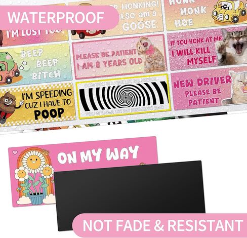 10 Pcs Funny Bumper Stickers Car Magnets, Quirky Cartoon Cute Animal Humorous Sayings Design Magnetic Decals for Auto Bumpers, Fun New Driver Car Owner Gifts in Saudi Arabia