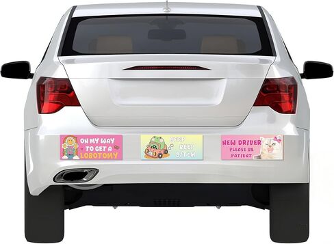 10 Pcs Funny Bumper Stickers Car Magnets, Quirky Cartoon Cute Animal Humorous Sayings Design Magnetic Decals for Auto Bumpers, Fun New Driver Car Owner Gifts in Saudi Arabia