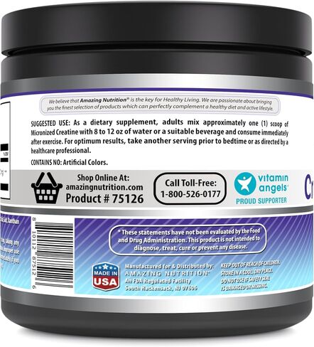 Amazing Formulas Micronized Creatine Monohydrate Powder Supplement | 5000 mg Per Serving | Ideal Pre & Post Workout Supplement | Made in USA (1 LB, Unflavored) in Saudi Arabia