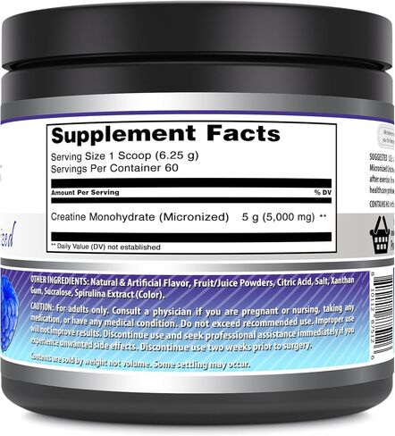 Amazing Formulas Micronized Creatine Monohydrate Powder Supplement | 5000 mg Per Serving | Ideal Pre & Post Workout Supplement | Made in USA (1 LB, Unflavored) in Saudi Arabia