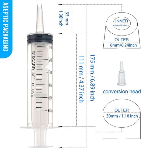 SHAOTONG 60ml Syringe with 40 Inch Tube and Tip Adapter, for Feeding Pets, Liquid Refilling, Drawing Oil Fluid in Kuwait