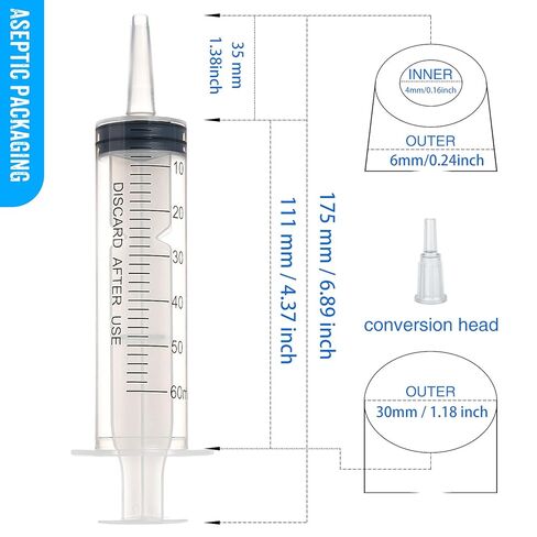 SHAOTONG 60ml Syringe with 40 Inch Tube and Tip Adapter, for Feeding Pets, Liquid Refilling, Drawing Oil Fluid in Kuwait