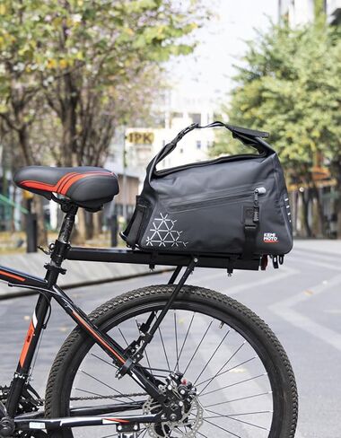 KEMIMOTO Bike Bag Full Waterproof, Bike Rear Rack Bag 16L Capacity, Bicycle Trunk with Two Shoulder Straps for Road and Mountain Cycling Travel (Black) in Saudi Arabia