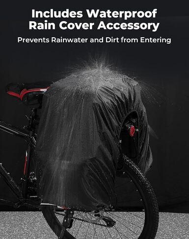 Kemimoto Bicycle Panniers Combo 3-in-1 ، حقيبة بقالة سرج الدراجة مع غطاء المطر المقاوم للماء ، 52 لتر من حقيبة الظهر لركوب الخلف ، حقيبة جذع للدراجات الجبلية ، الأسود ، الأسود in Kuwait