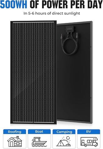 18BB 100 Watt Solar Panel, N-Type 12V 100W Solar Panel, 25% High Efficiency Monocrystalline PV Modules for RV, Marine, Rooftop, Farm, Trailer, Home Off-Grid System in Kuwait